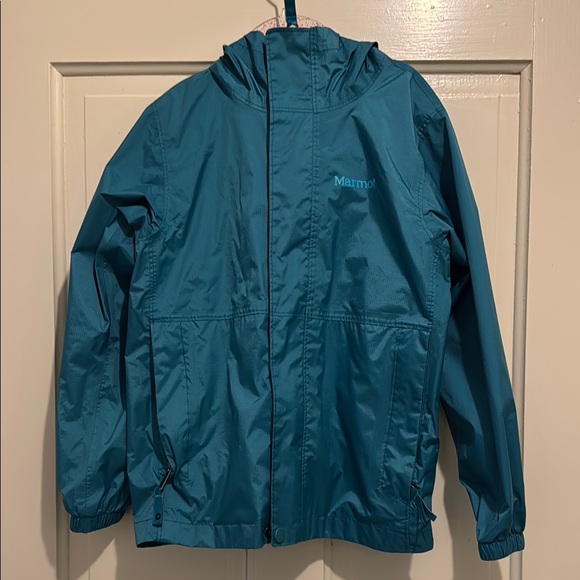 Marmot Kids rain Jacket turquoise size small - Picture 8 of 9